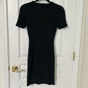 NWT Black cotton on ribbed midi short sleeve dress